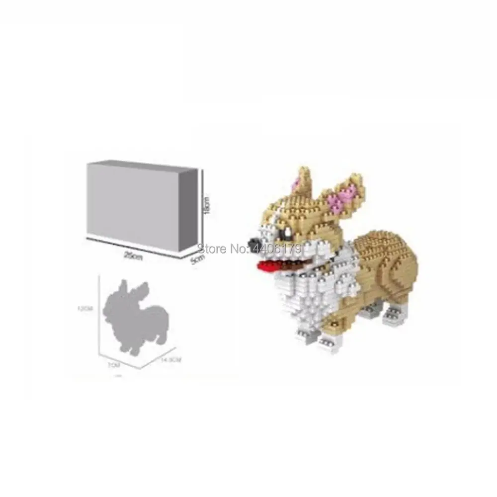 hot LegoINGlys creators Pet dog micro diamond building blocks corgi husky Schnauzer Dachshund Collie nano block bricks toys gift