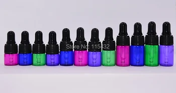 

1000PCS/LOT Colorful Mini 1ml 2ml 3ml Glass Bottle w/ Eye Dropper Essential Oil Perfume Vial Small Perfume Sample Container