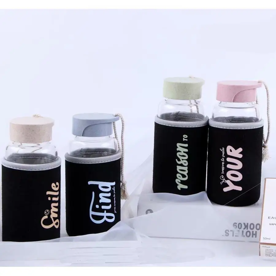 370 мл Спортивная Стильная стеклянная бутылка для воды портативная соломенная