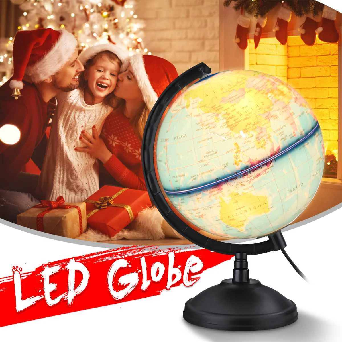 

110V 20CM World Globe Earth Map with LED Light Children Educatioanl Toys Geography Tellurion Kids Christmas Gift globe terrestre