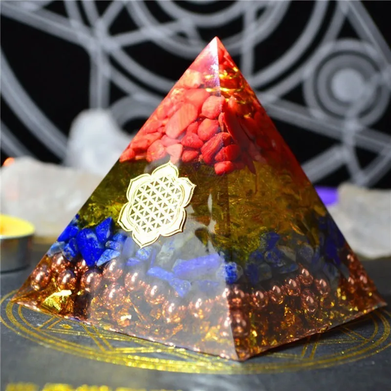 Verzamelen Fortuin Orgonite Piramide Reiki Feng Shui Decoratie Kristal Rune Orgone Accumulator Hars Decoratieve Craft Sieraden