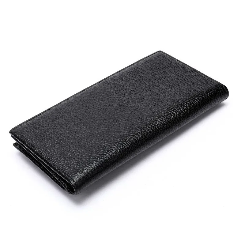 

Cow Leather Men Long Wallets With Coin Pocket Classic Solid Purse Function Black Genuine Leather Women Wallet With Card Holders