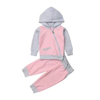 

Autumn Keep Warm Clothes Sets For Infant Baby Girls Hooded Hoodies Tops Pants Casual Newborn Toddler Zipper Sweatshirts Clothes