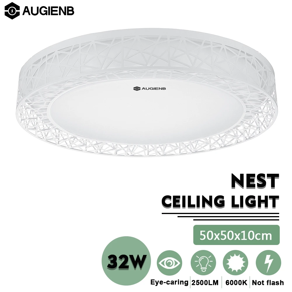 

AUGIENB LED Ceiling Light 2500LM 32W 6000K Natrual White Fixture Flush Ceiling Mount Ceiling Lighting For Bathroom Dining Room