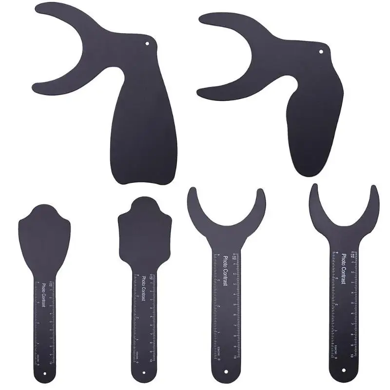 

1pc Dental Orthodontic Black Background Photographic Image Contrast Board Oral Cheek Plate With Scale Dentist Tools
