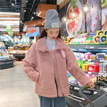 

Lychee Girls Women Warm Berber Fleece Coats Turn Down Collar Long Sleeve Pockets Coats Autumn Winter Thick Sweet Coat Jackets