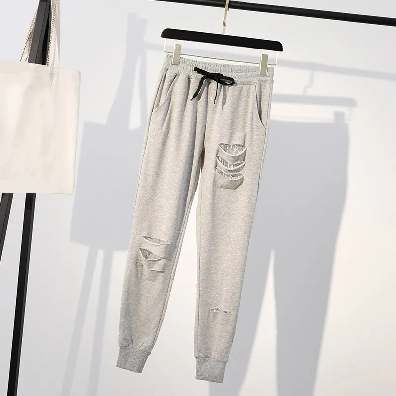 New Plus Size Women Long Harem Pants Casual Sequined Pants Streetwear High Waist Sporting