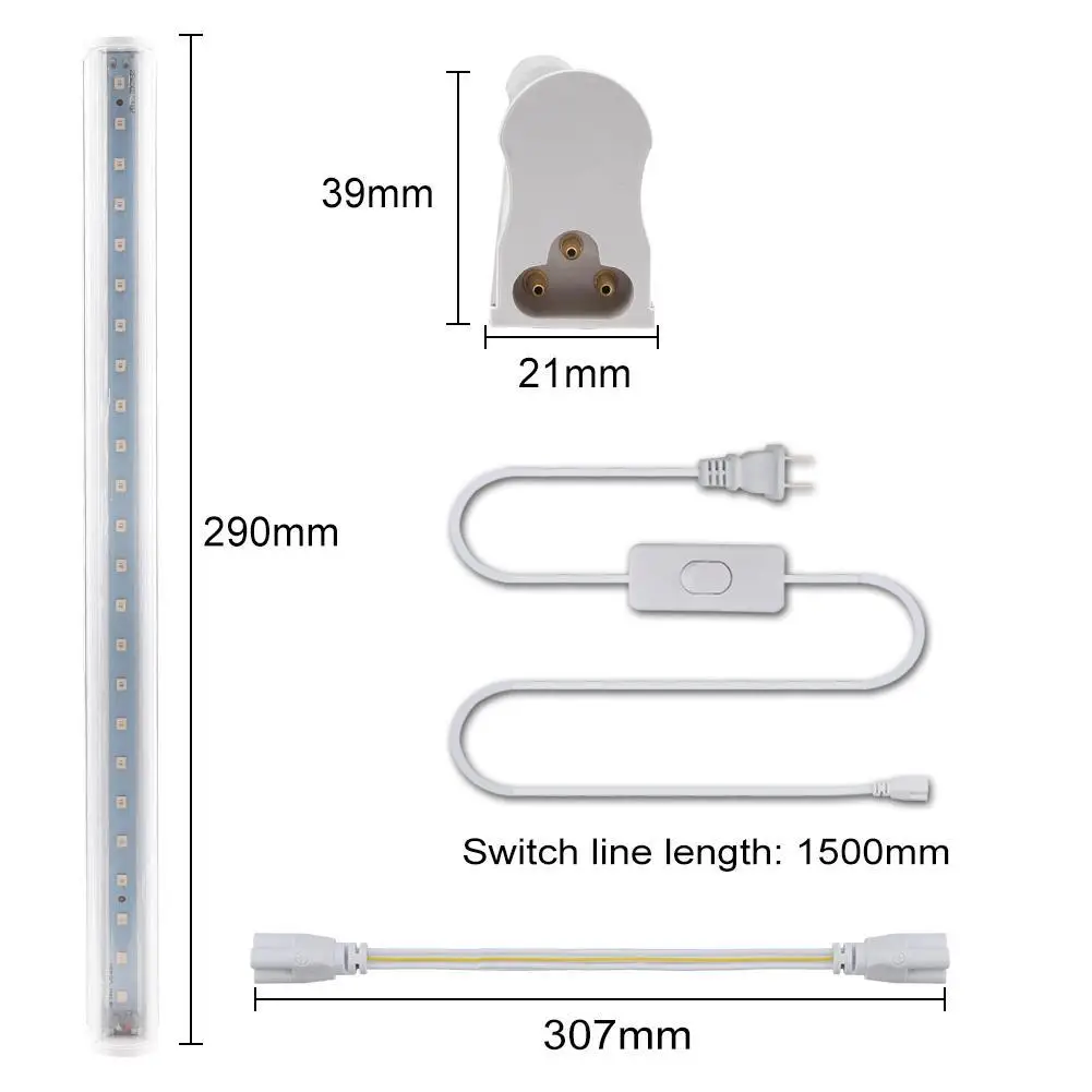 1 шт. светодиодный светильник для выращивания растений, полный спектр, лампа для комнатных растений T5, ламповый светильник для растений, для теплицы, цветочного хозяйства