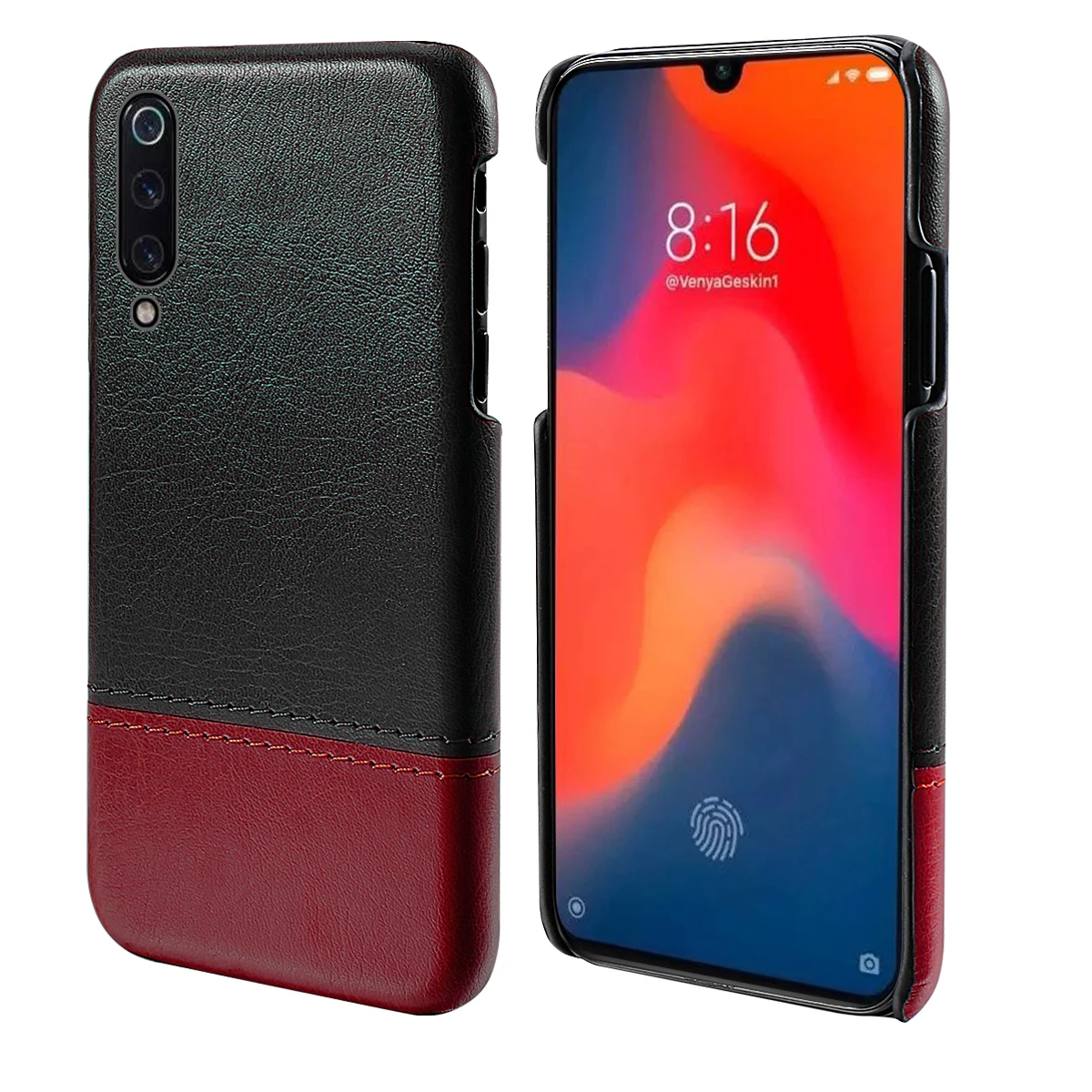 

For Xiaomi Mi 9 Phone Case Luxury PU Leather Splicing Color Ultra Slim PC Hard Cover For Xiaomi Mi9 Mi 9 Explore Shockproof Case