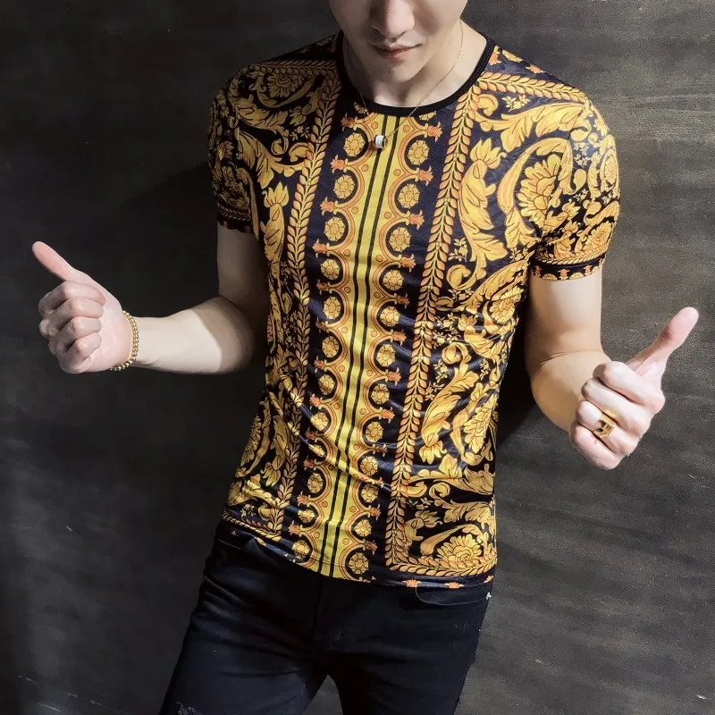 Барокко Панталон мода новая футболка с принтом Мужские Клубные вечерние Hombre Camiseta