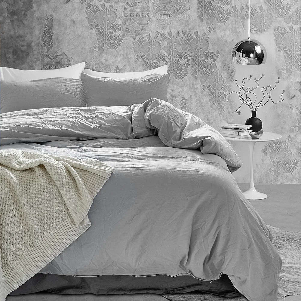 

Washed Pure Cotton Duvet Cover Pillowcase Ultra Soft for Home Bedding Set