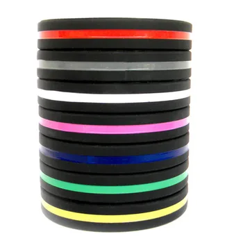 

100pcs Police Blue white gray orange pink green yellow thin line silicone wristbands bracelet free shipping by Epacket