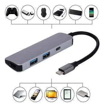 

USB C Aluminum Multi-Port Adapter 4K PD USB-C Pass Through For MacBook Pro Type-c Charging 4 In 1 Adapter
