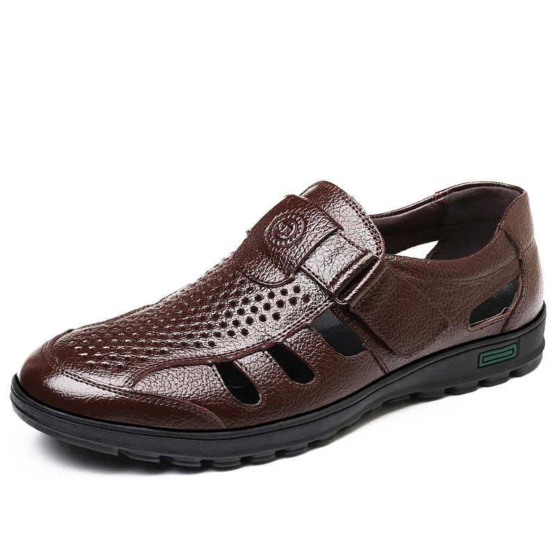 UPUPER/; летние мужские сандалии для взрослых; кожаные сандалии; мужские кожаные сандалии; черные модельные туфли; Sandalias; большие размеры 38-48