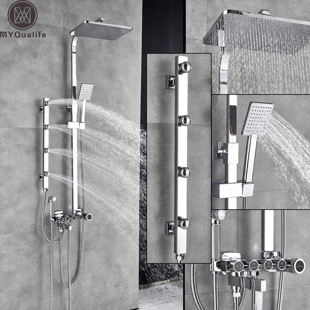 Bright Chrome Shower Set Body Mage Jet Bath Mixer Swivel Body Mage Jet Bath Shower Mixer