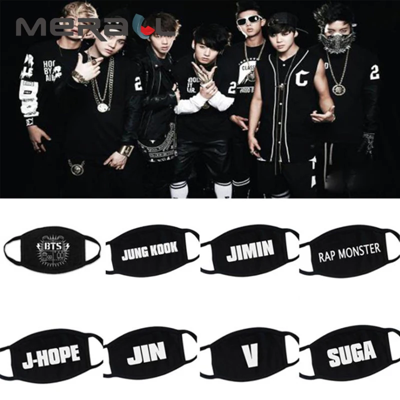 

Mouth Mask Cotton Anti Dust Mask On Mouth Kpop BTS Fans Respirator Mask Personality Disposable Face Masks Health Unisex Black