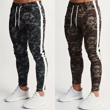 

2019 New Style Fashion Hot Men's Casual Camouflage Cargo Army Pants Fitness Patchwork String Long Pants