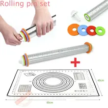 17 дюймов Скалка Регулируемая нержавеющая сталь Тесто Для выпечка пиццы, пирог выпечка паста и печенье антипригарное