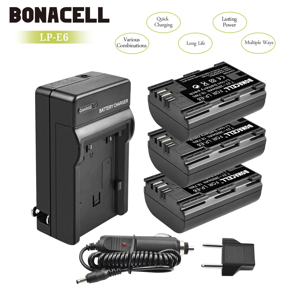 Bonacell 2600 мАч LP-E6 Аккумулятор для цифровой камеры+ зарядное устройство для Canon EOS 5D Mark II 2 III 3 6D 7D 60D 60Da 70D 80D DSLR EOS 5DS L50