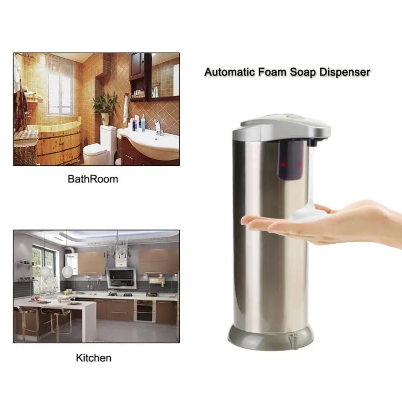 

Stainless Steel Liquid Soap Dispenser 280mL Smart Sensor Touchless Sanitizer Bottle for Kitchen Bathroom Accessories