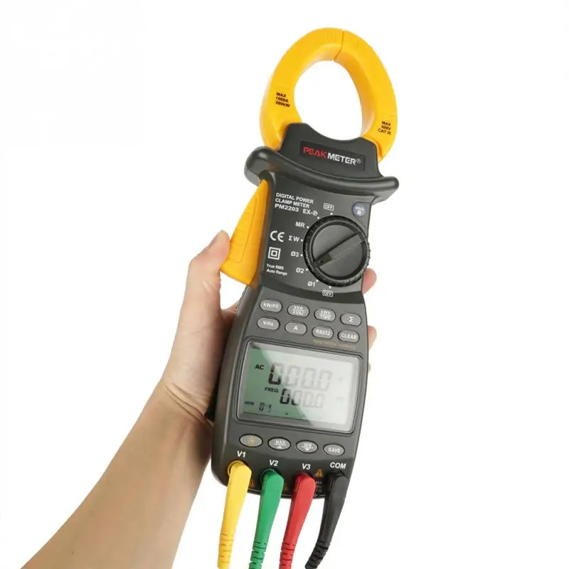 PEAKMETER MS2203 3 фазный цифровой мультиметр измеритель мощности вольтметр зажим для