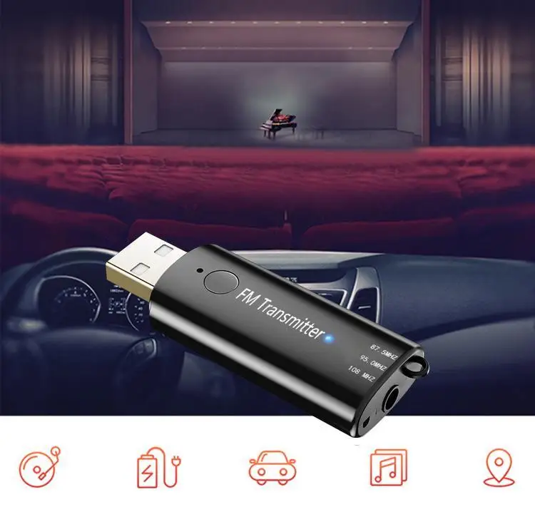 

Car Bluetooth Fm Transmitter Stereo Hands Free USB Bluetooth Receiver FM Modulator Wireless Transmitter Built-in microphone