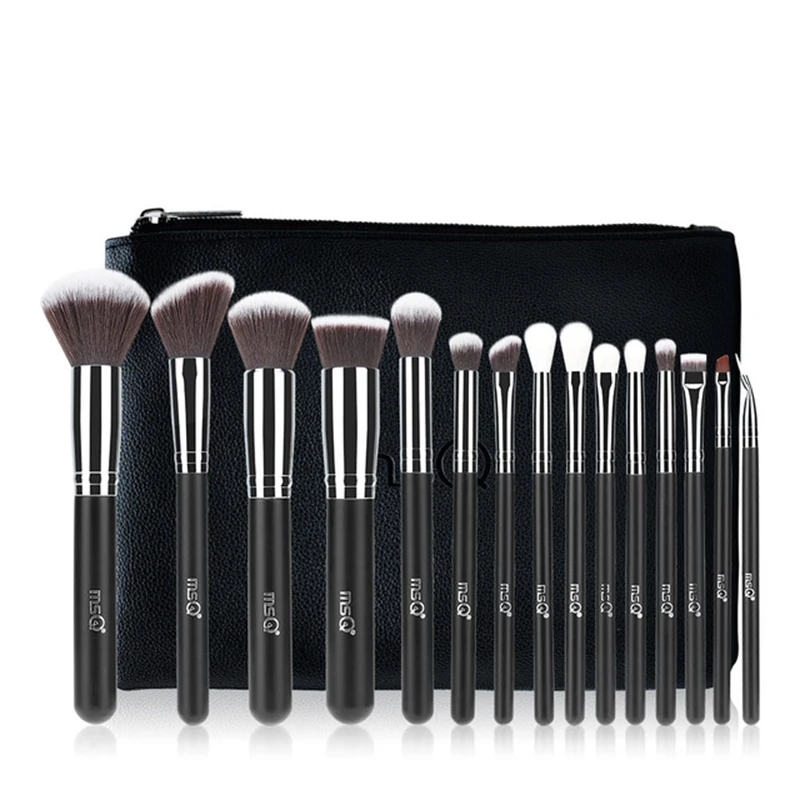 

MSQ Pro 15Pcs Makeup Brushes Set Powder Foundation Eyeshadow Make Up Brushes Cosmetics Soft Synthetic Hair