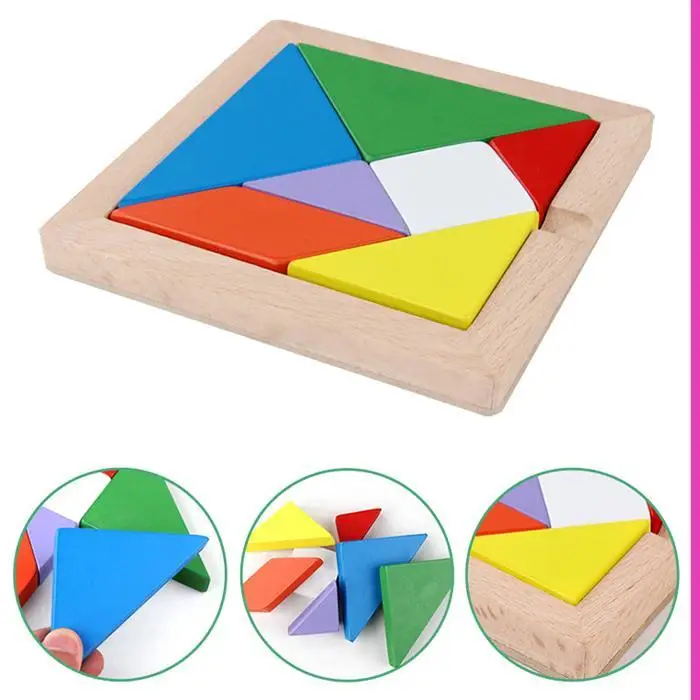 

Children Wooden Multicolor Tangram Early Education Home, Kindergarten, Children's Playground Geometric Toys