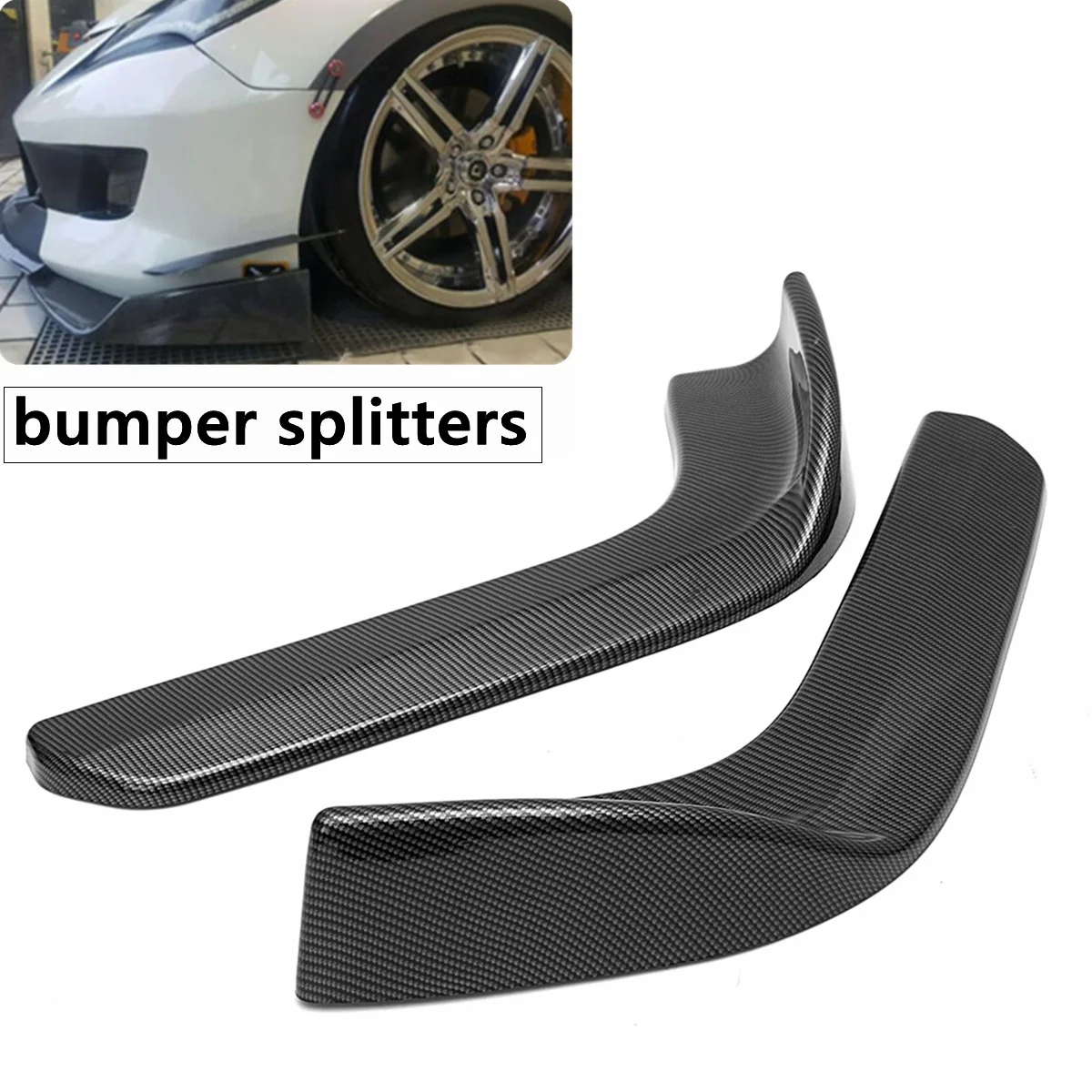 

2Pcs Universal Winglet Type Car Front Bumper Lip Diffuser Deflector Spoiler Splitter Canard Lip Body Kit Carbon Fiber Style