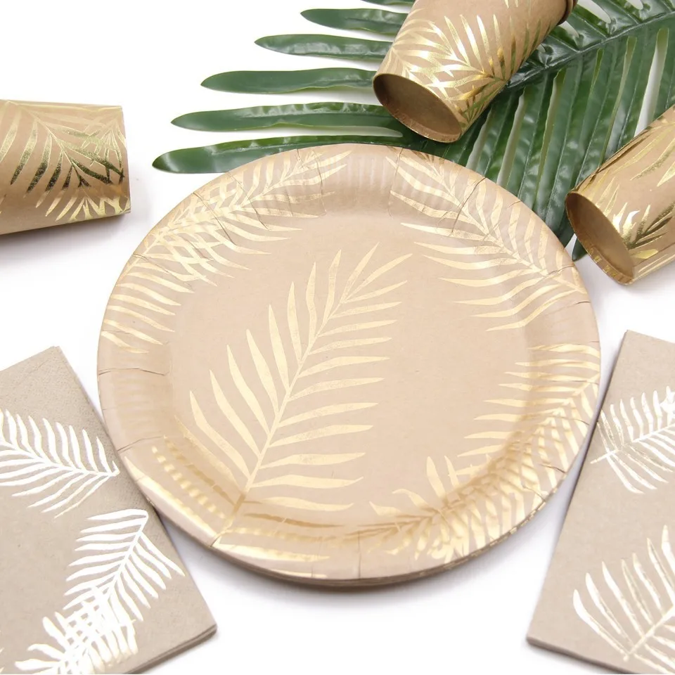 

Disposable Tableware Summer Series Pinapple&Leaves Disposable Tableware Bronzing Paper Napkin Wedding Birthday Party Decorations