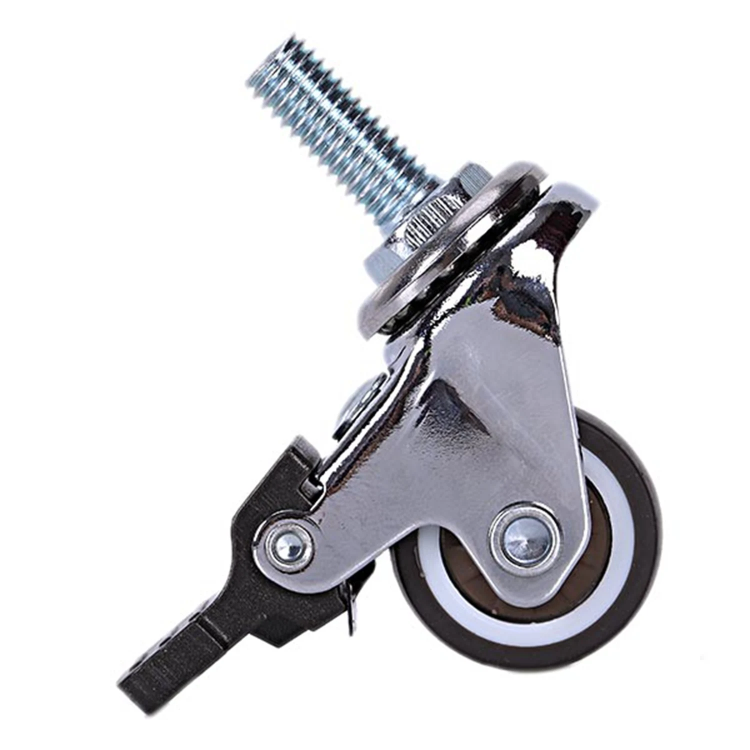 4 Pcs البسيطة عجلات صغيرة 1 بوصة M8X15Mm Tpe الصامتة عجلات مع الفرامل العالمي عجلات عجلة للأثاث خزانة درج