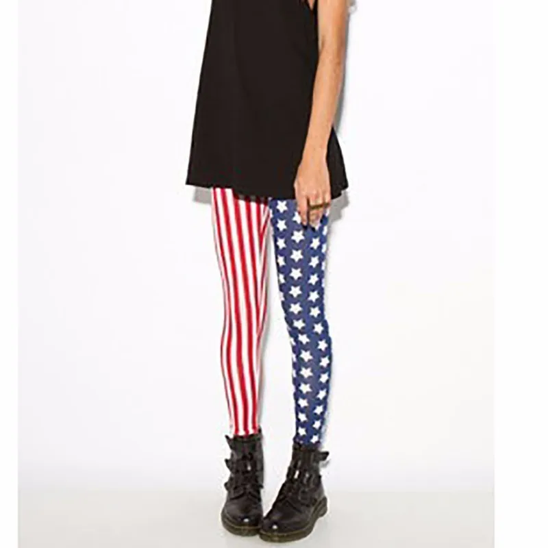 

[AOSHENG] New Fashion 2019 Spring Summer Hit Color Casual Elastic Printed Ankle-length Leggings Women Y905