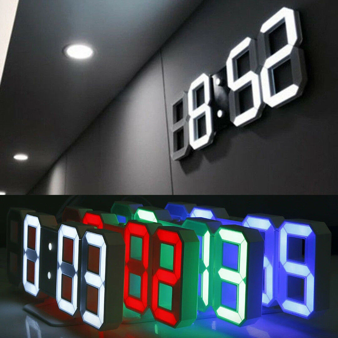 

3D LED Wall Clock Modern Digital Alarm Clock For Home Table Desktop Living Room Office 24 or 12 Hour Wake Up Light