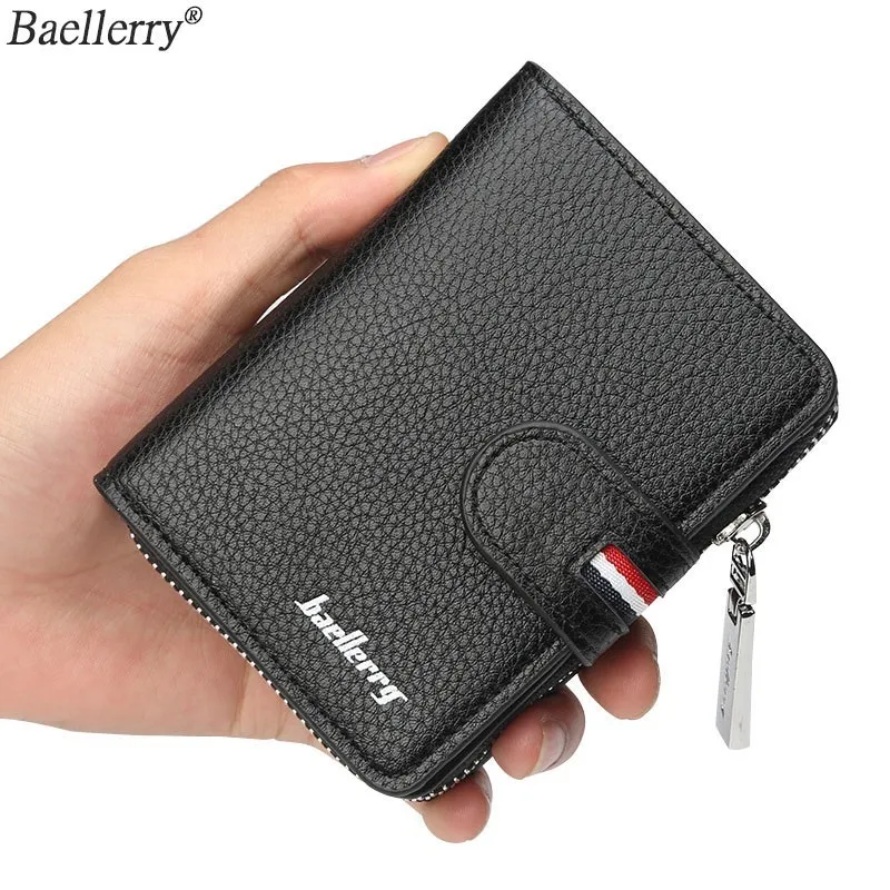 

Baellerry Card Slots Purse Male Casual Men Short Wallet Zipper With Coin Pocket Soft PU Leather Money Clutch Bag Man