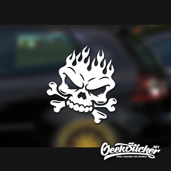 

Die cut Fire skull waterproof reflective universal body sticker vinyl warning sticker motorcycle sticker car shape 2 Colors