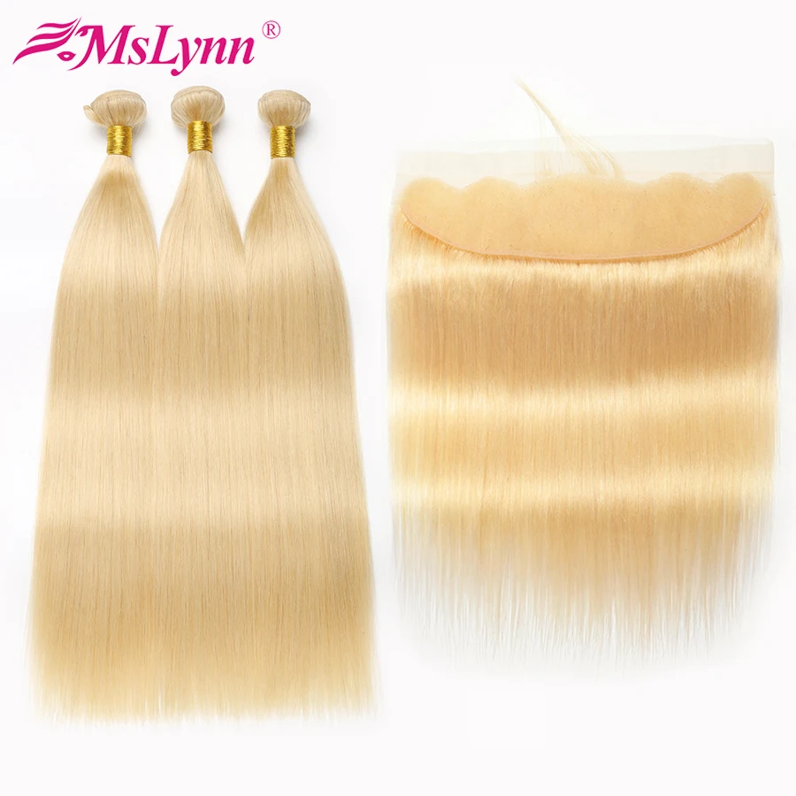 

613 Bundles With Frontal Blonde Bundles With Frontal Straight Hair Bundles With Closure Brazilian Hair Weave Bundles Non Remy