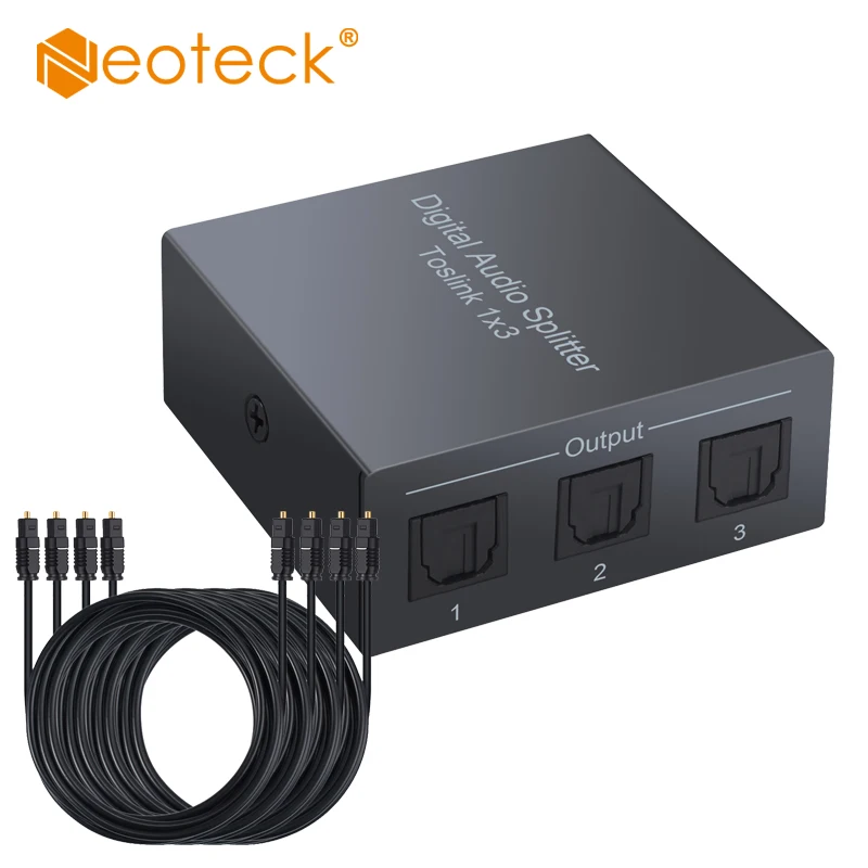 Алюминиевый оптический цифровой аудиосплиттер Neoteck 1x3 Toslink Spdif один вход 3 выхода