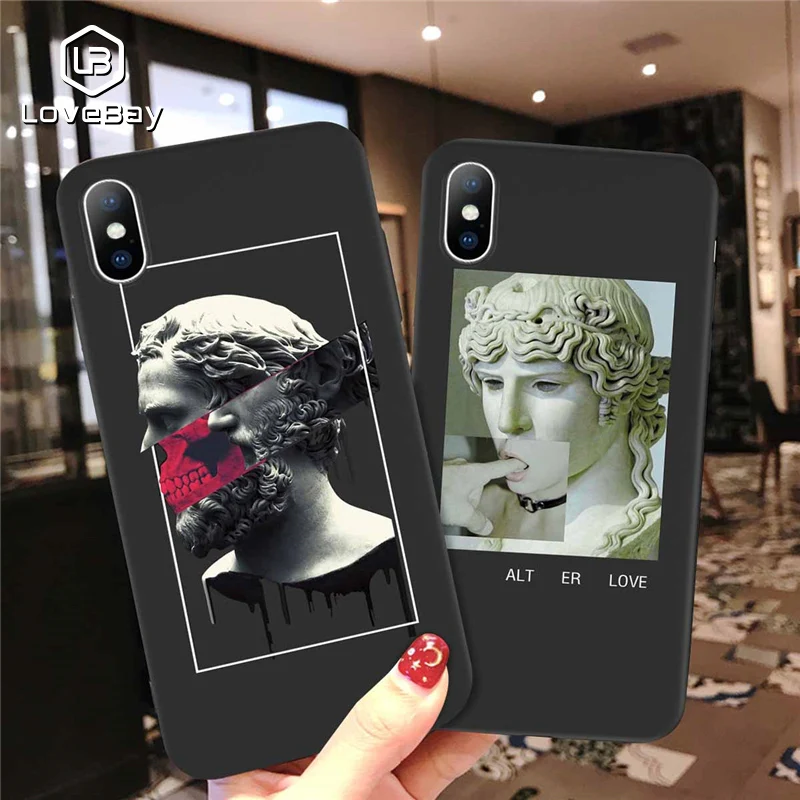 

Lovebay For iPhone 6 6s 7 8 Plus X XR XS Max 5 5s SE Phone Case Fashion Abstract Art Statue Soft TPU Phone Case For iPhone X XS