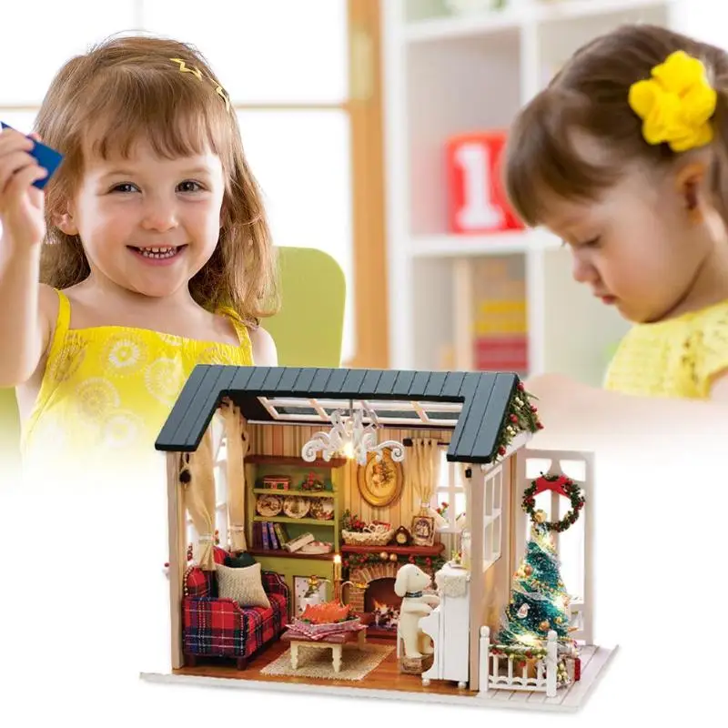 DIY Doll House Kids Wooden Miniature Dollhouse with Furniture doll house Toy Handmade Holiday gifts 3D