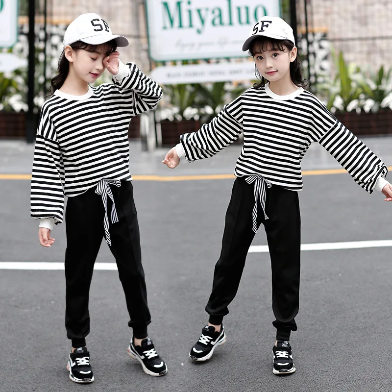 

Big Girls Clothing Sets New Arrival Spring Sport Style Girls Clothing Sets Baby Stripe Shirt+ Pants 2pcs Sets Kids Clothes 6-14Y