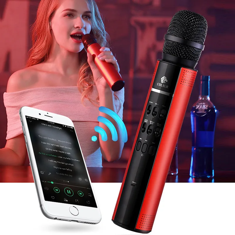 

Professional Bluetooth Microphone Wireless Karaoke Mic Mikrofon Handheld Speaker KTV Music Player Recorder Portable Amplifier