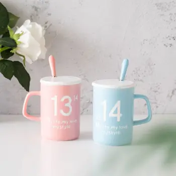 

Lovers Ceramics Cup Spoon Cover Gift Box Dress Will Capacity Tea Water Cup Originality Marc Cup