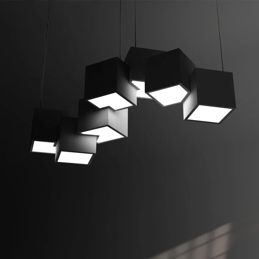 

Post-Modern White Cuboid Stereoscopic Sense Pendant Lights Lighting Led Pendant Lamp Living Room Fashion Restaurant Lights