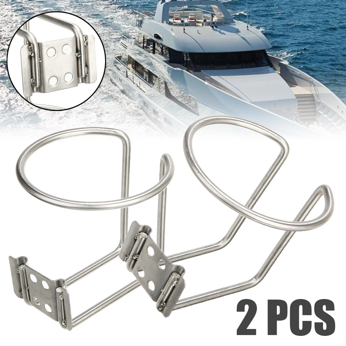 

2PCS High Quality Stainless Steel Car Ring Cup Drink Holder For Marine Boat Yacht Truck RV Beverage Bottle Stand Holder