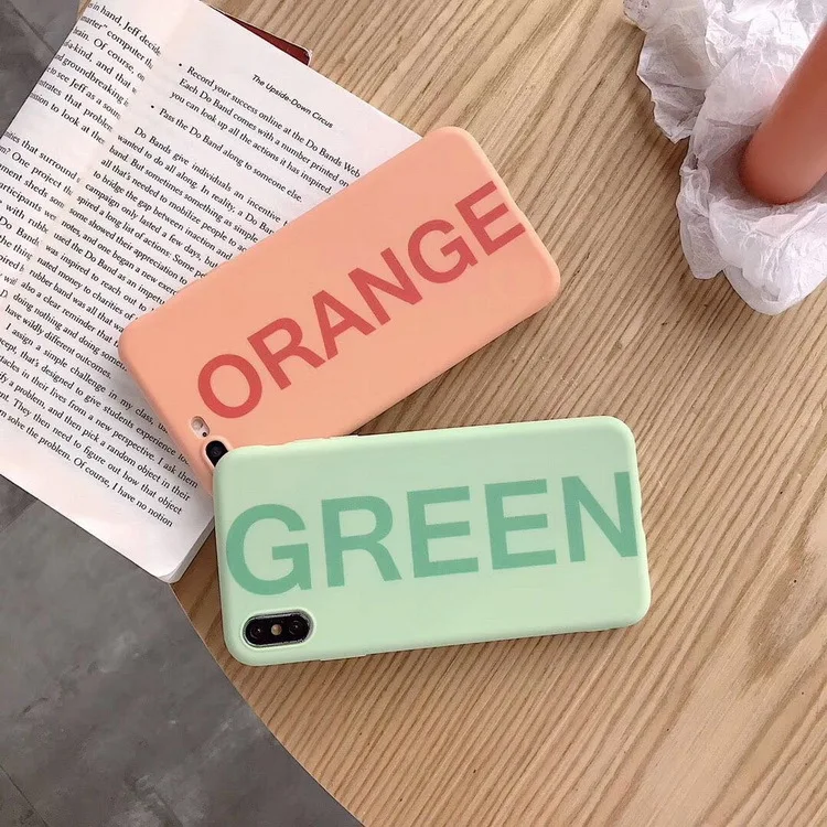 

Cute Solid Color Simple Letters Korean Phone Case For iPhone 7 7 Puls 6 6S 7 8 Puls X Xs XR Xs max Cases Soft Silicone Cover