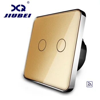 

Jiubei EU Standard,Golden Crystal Glass Panel, EU standard,Wall Light Remote Switch,No Mini Remote, C702R-13