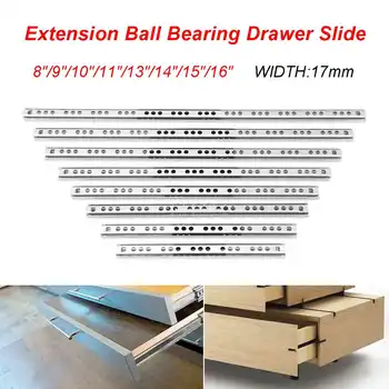

2Pcs 8"-16" Ball Bearing Drawer Slides Furniture Slide Steel Ball Bearing Slides Keyboard Cabinet Cupboard Drawer Runners Slides