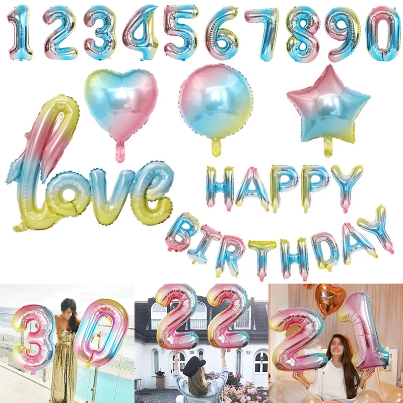 

Happy Birthday Decoration Reusable Party Decor Wedding Inflatable Toys 32 inch Helium Foil Balloon 32” Baby Shower Number Favors