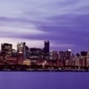 Skyscrapers in a city lit up at night Chicago Illinois USA Poster Print (36 x 12) | Дом и сад