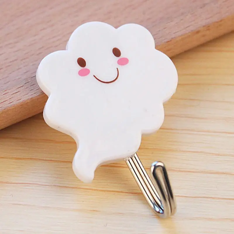 

new arrivals 3pcs/set cute clouds design adhesive wall hanging hook for clothes bags hats kitchen tools